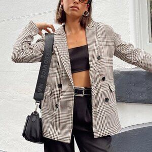 Princess Polly Black and White Checkered Blazer